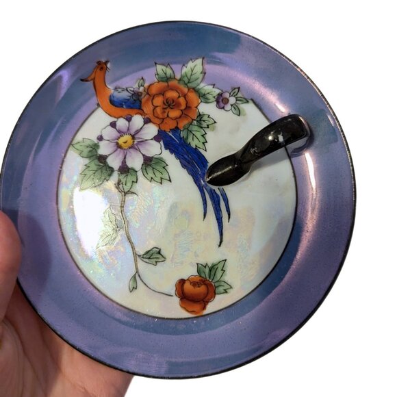 Vintage Noritake Japan Iridescent Plate Serving Dish Porcleain Hand Painted - Picture 4 of 8